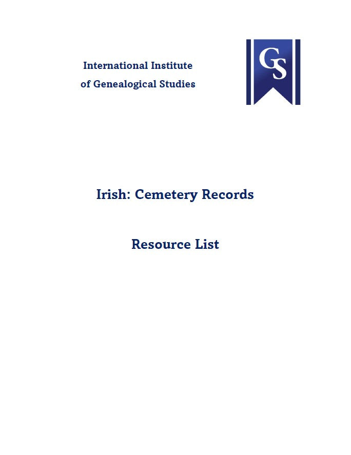 Printed Course Material-Irish: Cemetery Records-Resource List