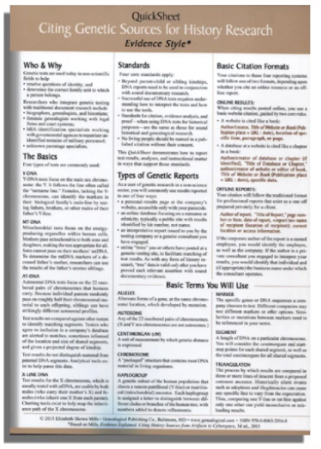 QuickSheet: Citing Genetic Sources for History Research Evidence