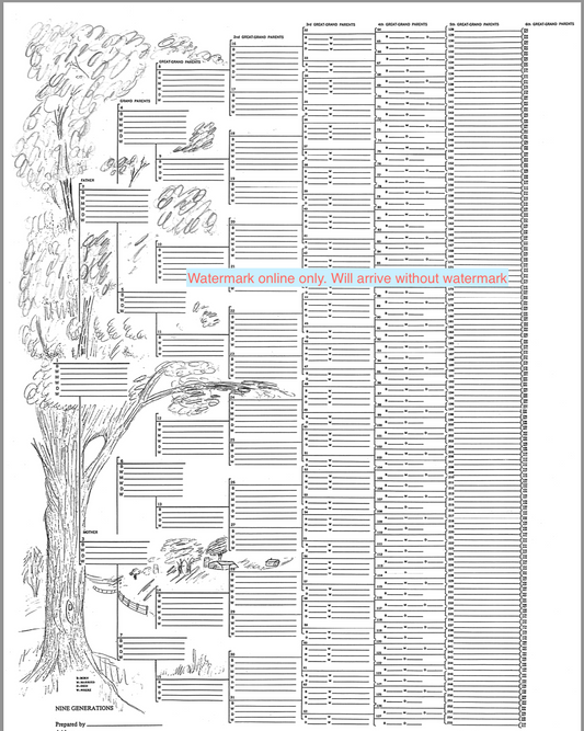 Large 9 Generation Ancestral Wall Chart